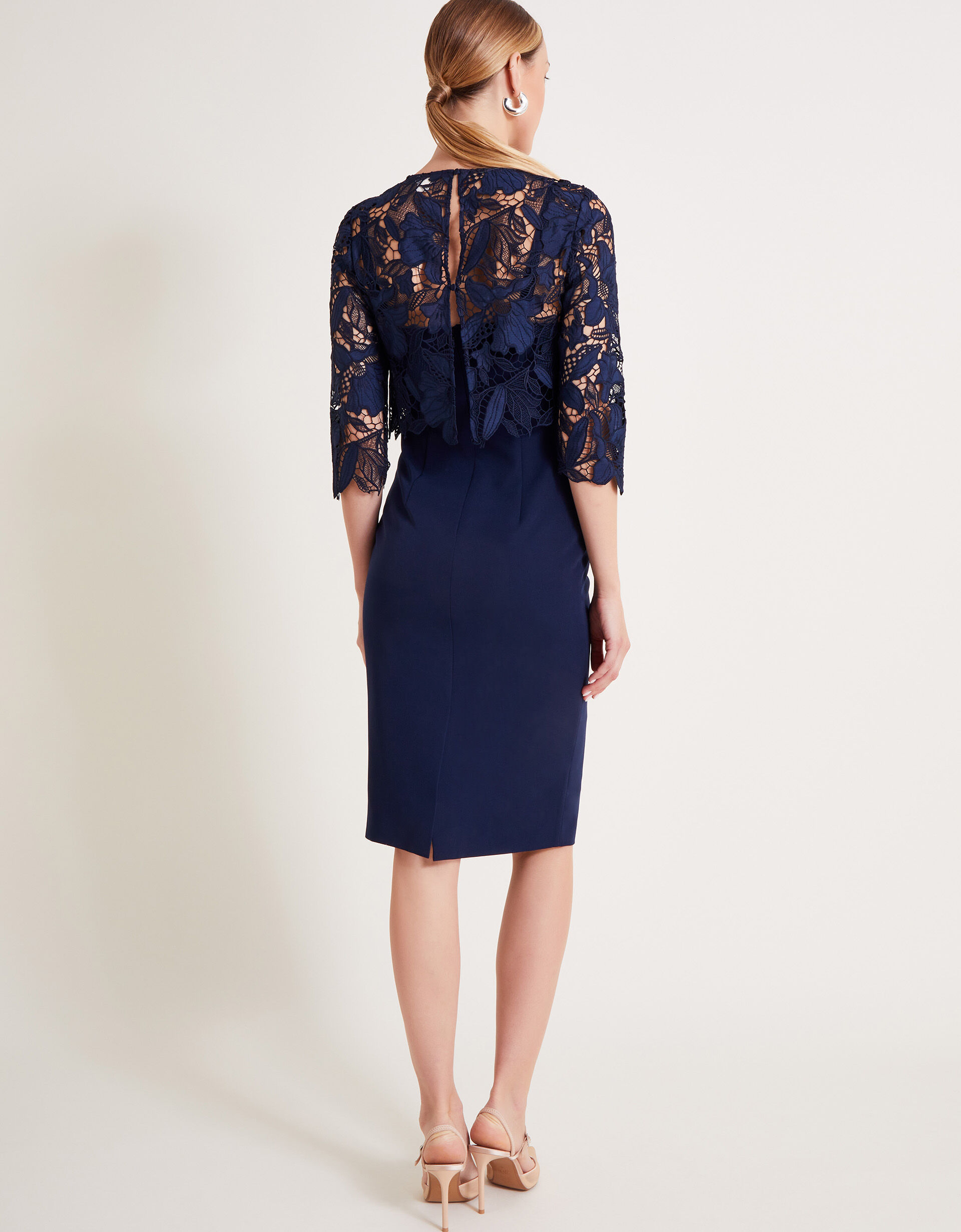 Daleyza Blue Lace Jacquard Bandeau Dress