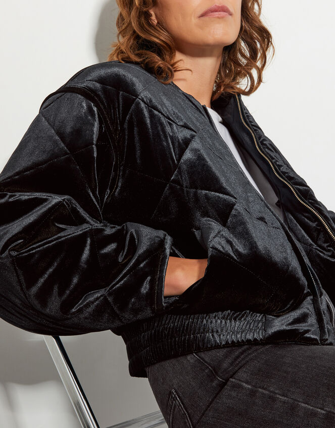 Violet Velvet Bomber Jacket, Blue (PETROL), large