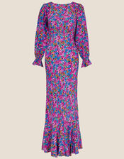 Ryleigh Floral Print Dress in Sustainable Viscose, Purple (LILAC), large
