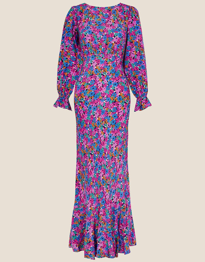 Ryleigh Floral Print Dress in Sustainable Viscose, Purple (LILAC), large