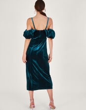 Agatha Velvet Bardot Dress, Teal (TEAL), large