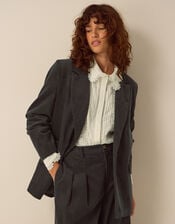 Nia Single Breasted Corduroy Blazer, Grey (GREY), large