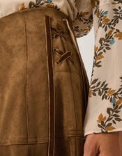 Macy A-Line Faux Suede Midi Skirt, DARK BROWN, large