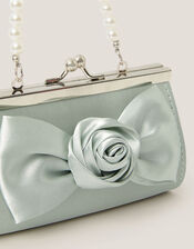Satin Rose Bow Mini Bag, Green (SAGE), large