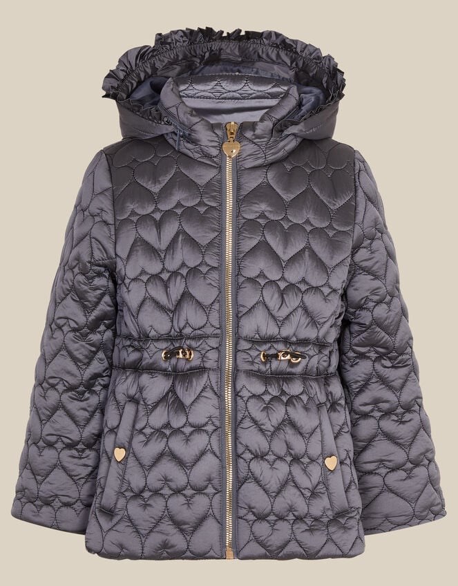 Heart Quilted Shower Resistant Coat, Blue (BLUE), large