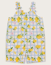 Baby Lemon Tile Print Romper, Blue (BLUE), large