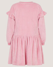 Unicorn Embellished Velour Dress, Pink (PINK), large