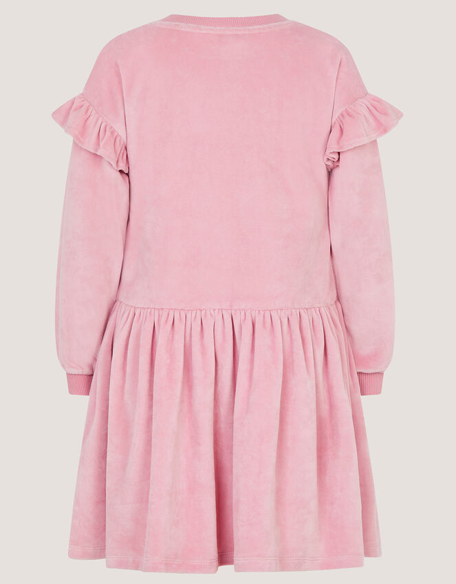 Unicorn Embellished Velour Dress, Pink (PINK), large