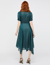Elodie Metallic Stripe Dress, Teal (TEAL), large