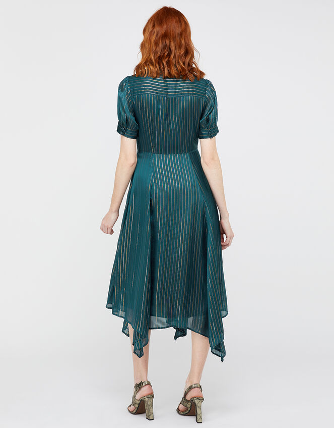 Elodie Metallic Stripe Dress, Teal (TEAL), large
