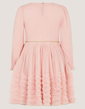 Sequin Floral Ruffle Disco Dress, Pink (PINK), large