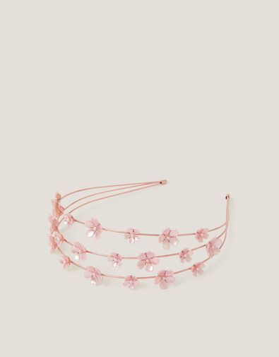 Flower Pearl Wire Headband, Pink (PINK), large