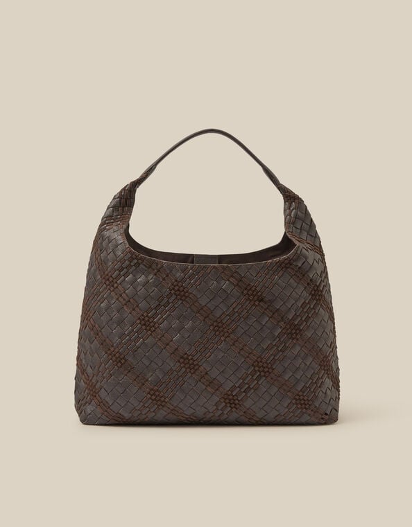 Adele Woven Leather Shoulder Bag, , large