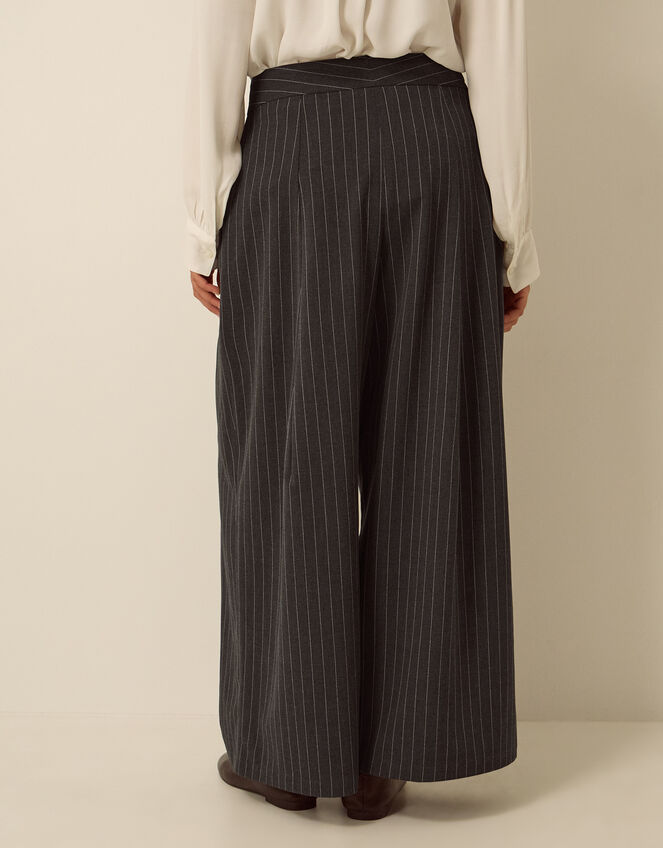 Ambar Pinstripe Wide Leg Trousers, Grey (CHARCOAL), large