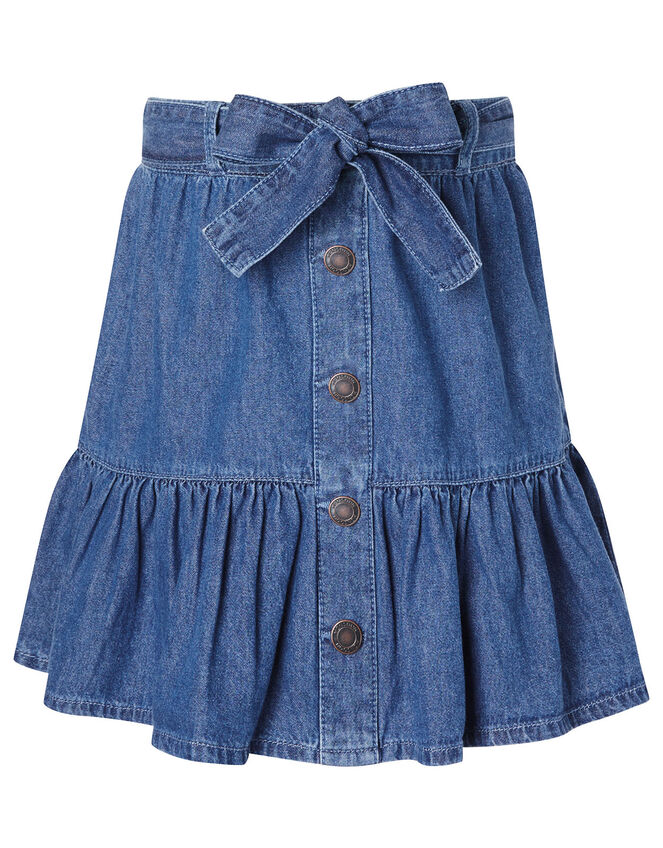 Frill Hem Denim Skirt in Organic Cotton Blue | Girls' Skirts | Monsoon UK.