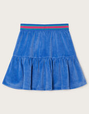 Velour Tiered Skirt, Blue (BLUE), large