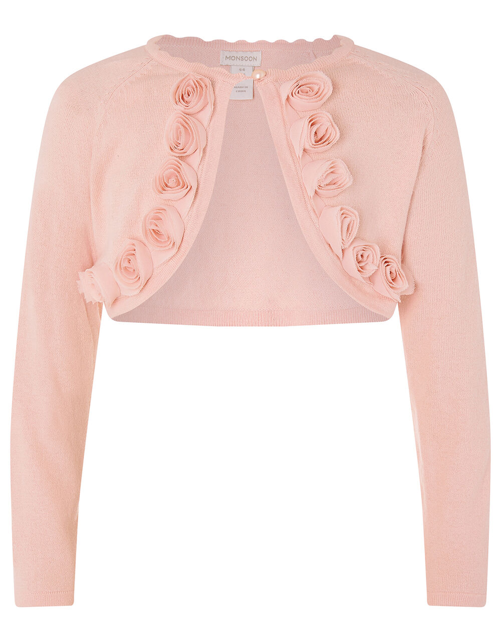 3D Flower Trim Crop Cardigan Pink Girls' Cardigans Monsoon UK.