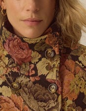 Jessie Funnel Neck Floral Jacquard Jacket, Black (BLACK), large