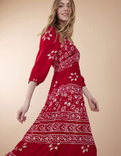 East Chrissy Print Satin Dress, Red (RED), large