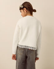 Embellished Bow Cardigan, Ivory (IVORY), large