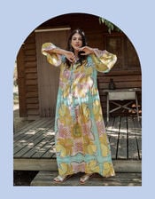 Piti Cuiti Floral Print Maxi Dress, Yellow (YELLOW), large