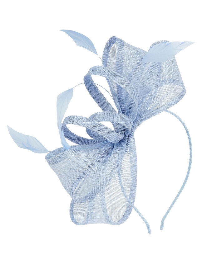 Blair Bow Feather Fascintator, Blue (BLUE), large