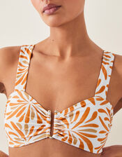 Cece Block Print Bikini Top, Orange (ORANGE), large
