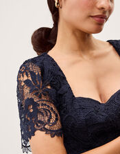 Harper Square Neck Lace Midi Dress, Blue (NAVY), large