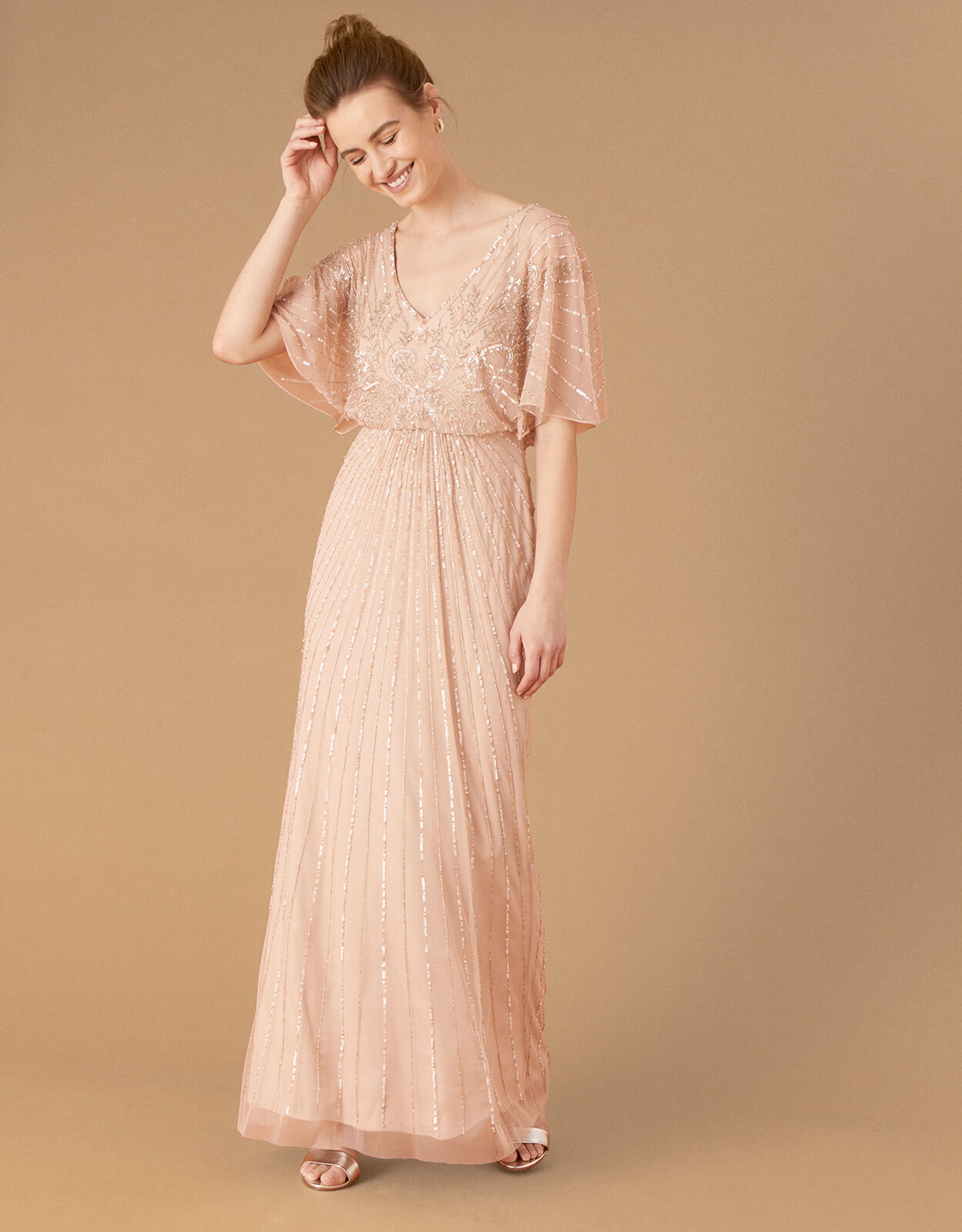 pink maxi evening dress