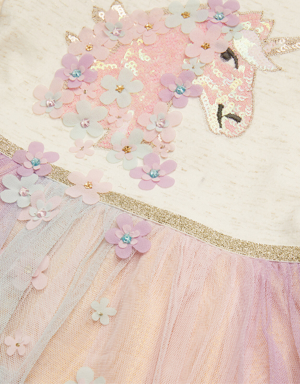 Baby Disco Unicorn Long Sleeve Tiered Dress Pink