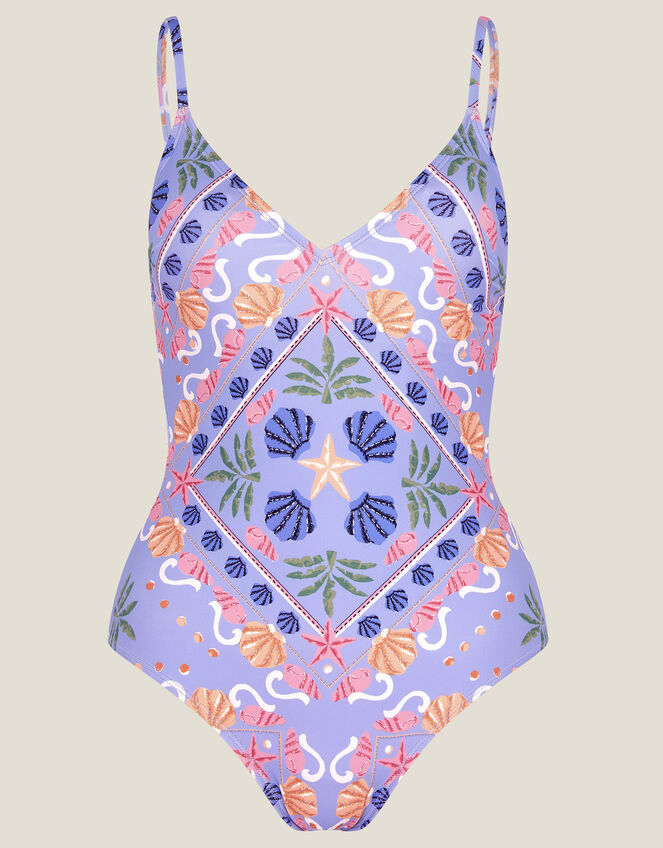 Mabel Shell Print Swimsuit Blue