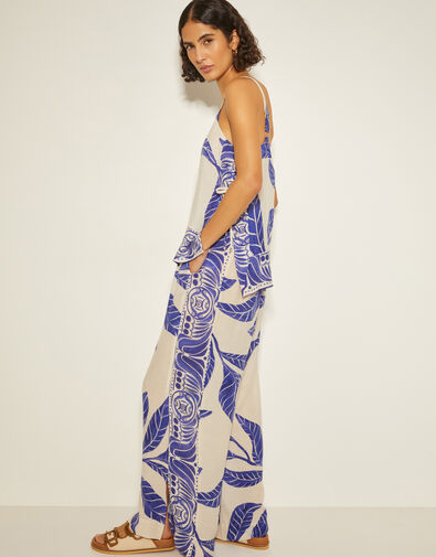 Dinah Leaf Print Cami Top, White (WHITE), large