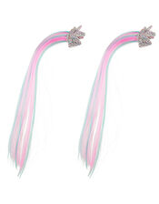 2x Glamour Rainbow Faux Hair Clips, , large