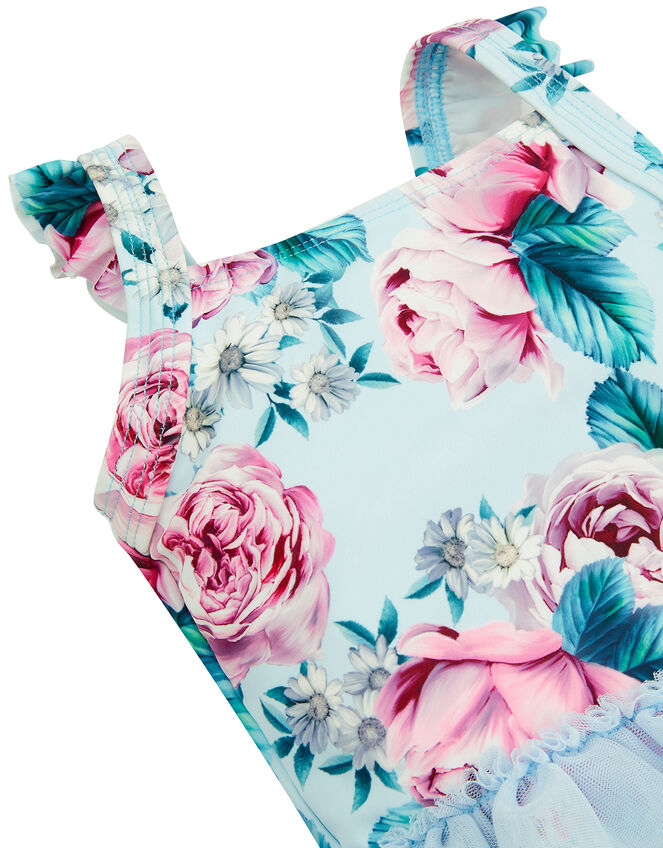 Baby Floral Skirted Swimsuit, Blue (BLUE), large
