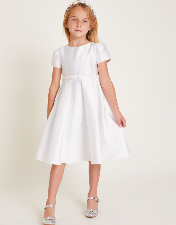 Henrietta Pearl Belt Dress, Ivory (IVORY), large