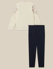 Sequin Bow Sweatshirt & Leggings Set, Ivory (IVORY), large