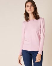 Puff Sleeve Knit Jumper, Pink (BLUSH), large