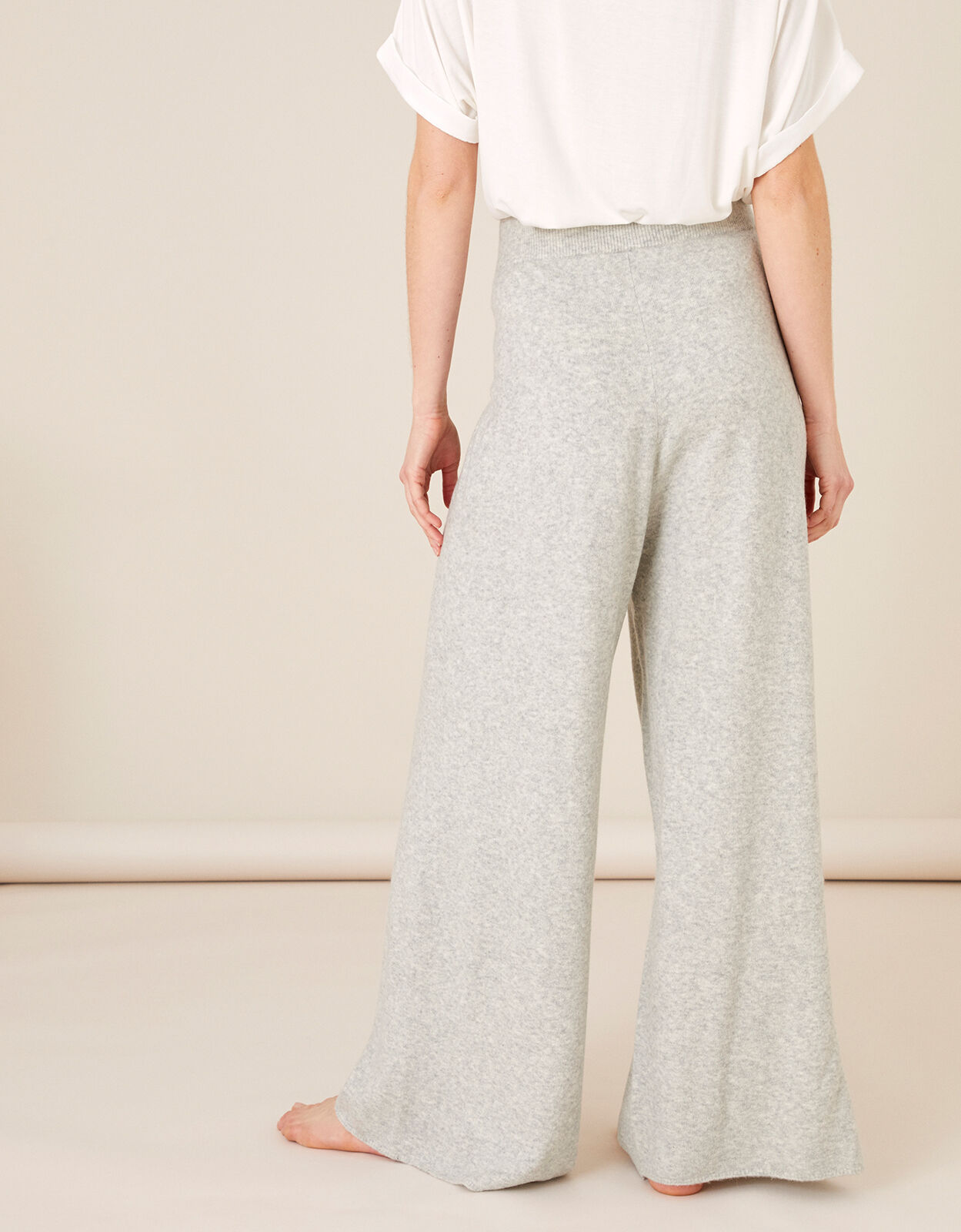 Wide Leg Knit Lounge Trousers Grey