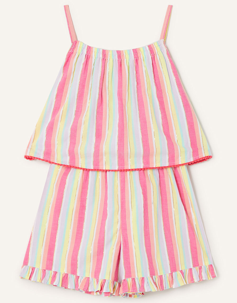 Children Girls 3-12yrs | Rainbow Stripe Playsuit Yellow - OQ55369