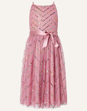 Truth Chevron Sequin Maxi Dress, Pink (DUSKY PINK), large
