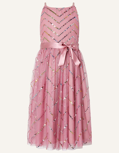 Truth Chevron Sequin Maxi Dress Pink, Pink (DUSKY PINK), large