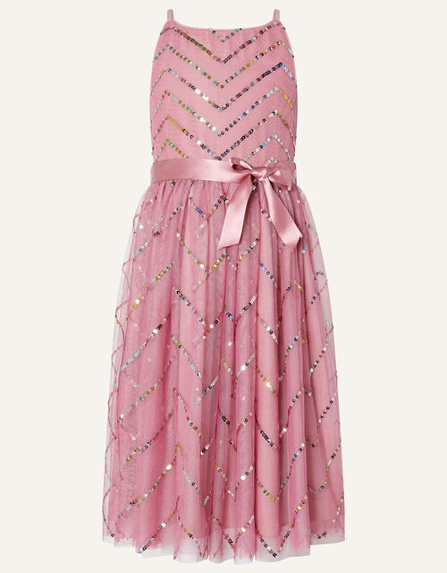 Truth Chevron Sequin Maxi Dress, Pink (DUSKY PINK), large