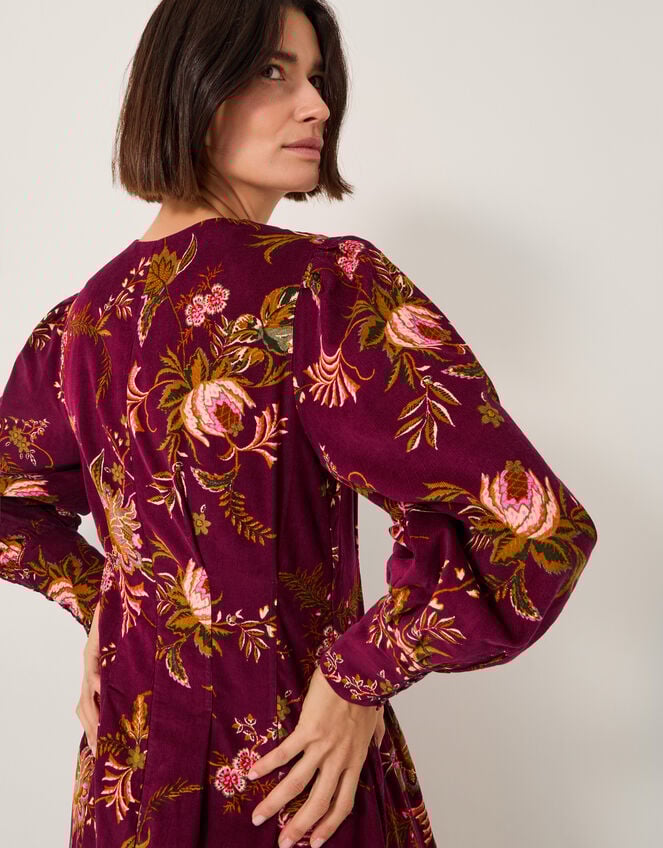 Yasmina Floral Fit & Flare Midi Dress, Red (CHERRY), large