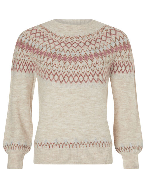 Fair Isle Yoke Knit Jumper Nude Jumpers Monsoon UK.