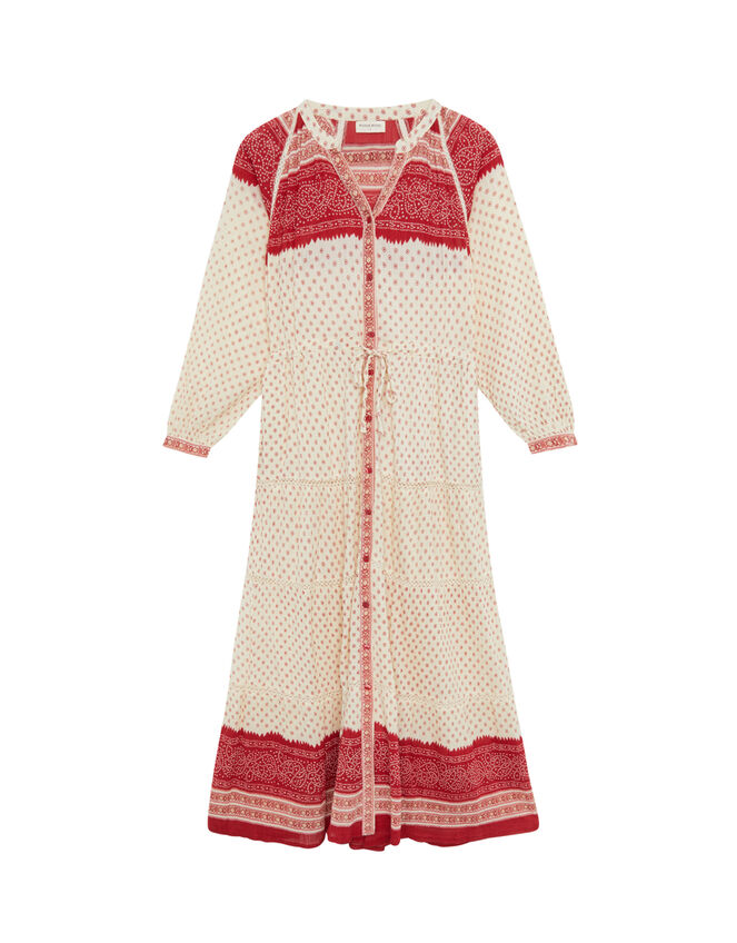 Maison Hotel Triana Bandana Print Midi Dress, Red (RED), large
