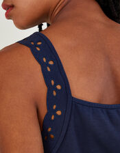 Jersey Cutwork Cami Tank Top, Blue (NAVY), large