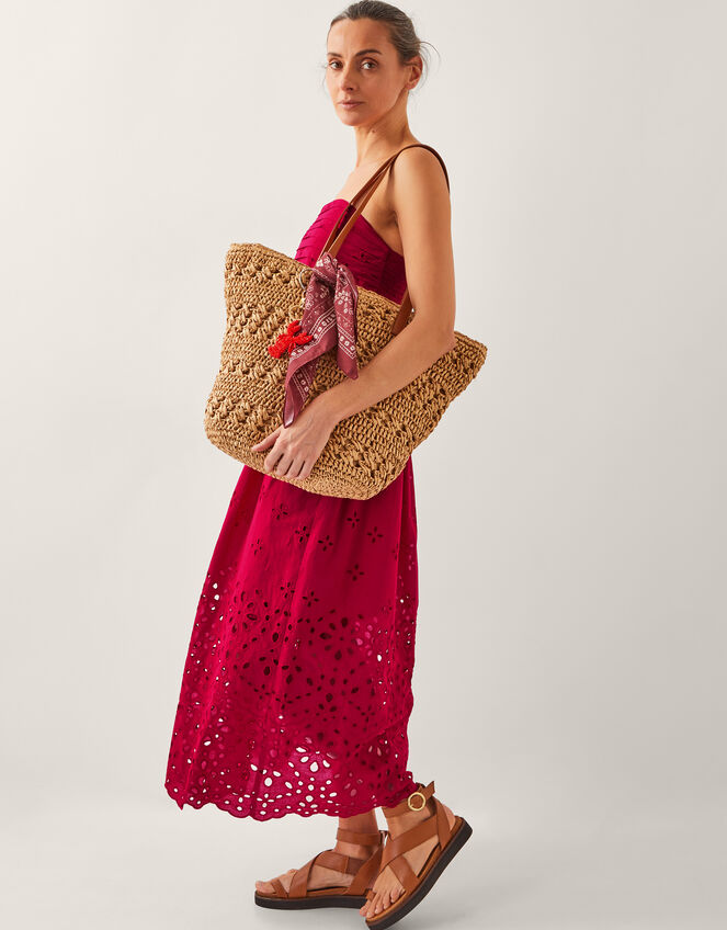 Etta Broderie Midi Dress, Red (RED), large