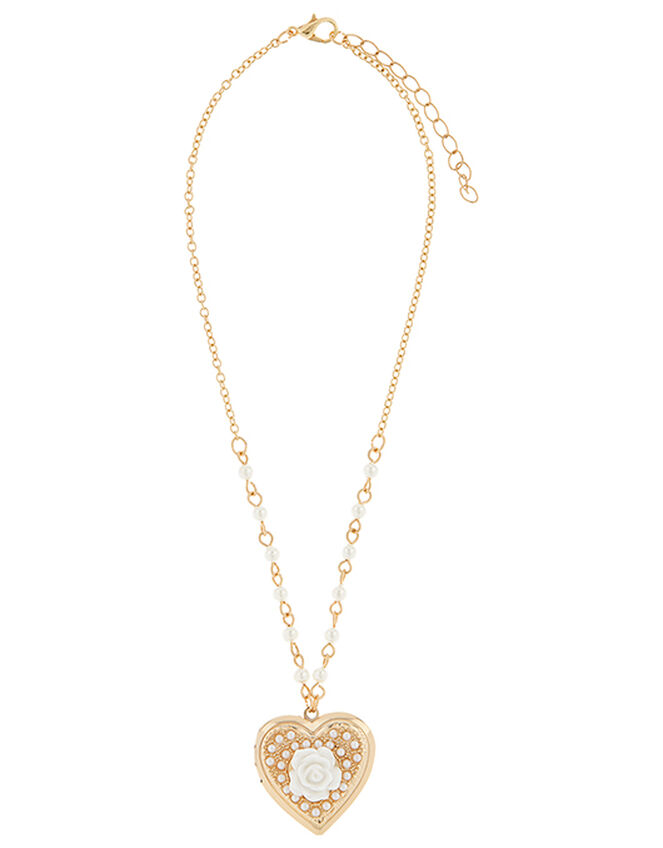 Pearly Rose Locket Necklace, , large