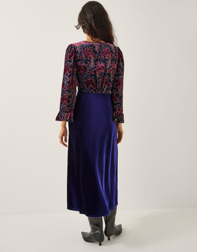 Milena Floral Devoré Velvet Midi Dress, Purple (PURPLE), large