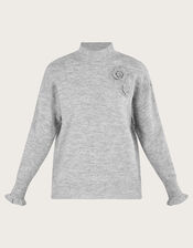Char Corsage Jumper, Grey (GREY MARL), large